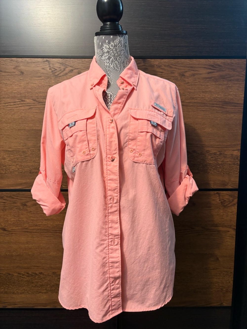 Columbia Coral Button-Front Utility Shirt with Chest Pockets